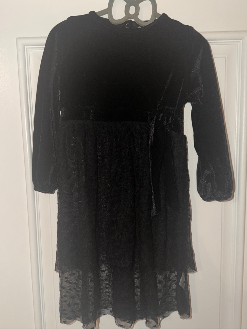 For Love And Lemons Black Velvet & Lace Girls Party Dress